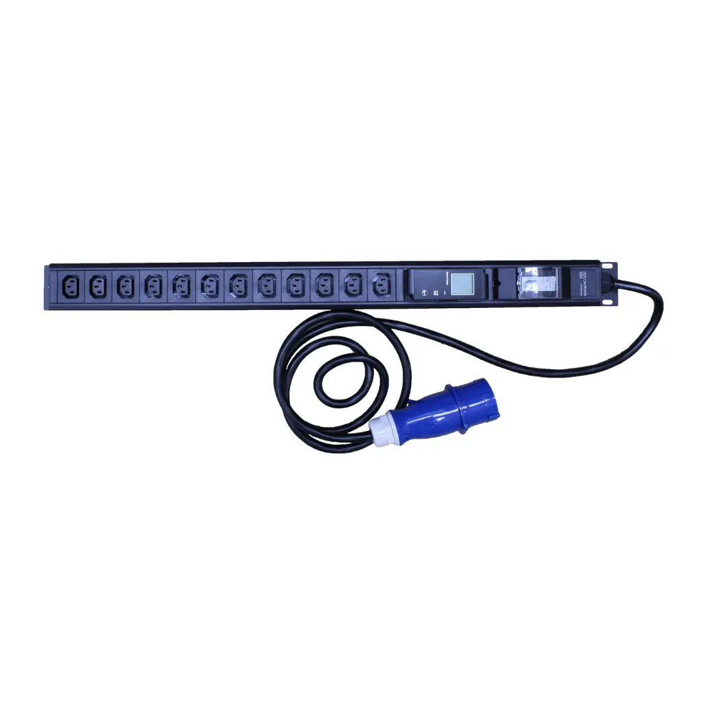 [CP-12xc13-32A-VM] CentRacks 12 Gang 10A PDU with 32A DP MCB c/w AMP&VOLT Meter